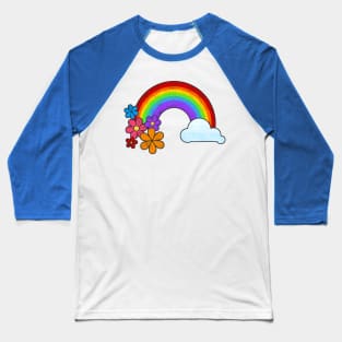 Rainbow with Flowers Baseball T-Shirt